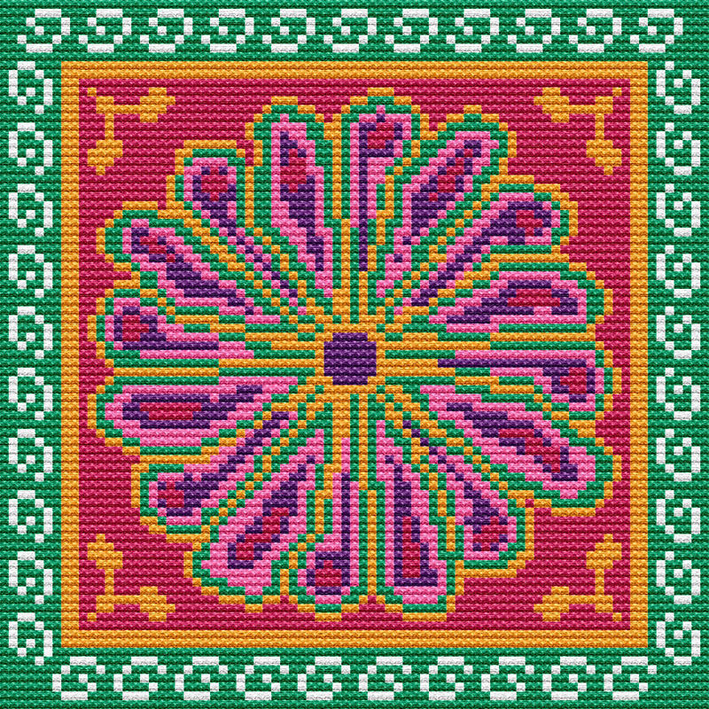 Mini Pashtun Tile Needlepoint Tapestry Digital Download Chart